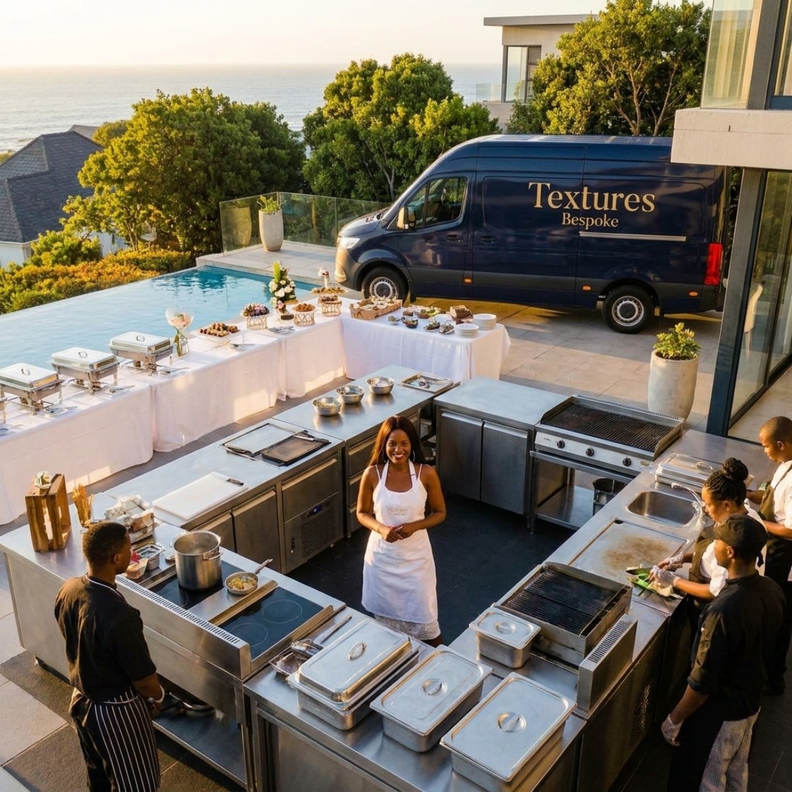 Mobile commercial kitchen setup at an outdoor event venue in Johannesburg